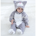 Suave bebé franela mameluco Animal Onesie traje de trajes de pijamas, ropa para dormir, lindo paño negro, bebé con capucha toalla